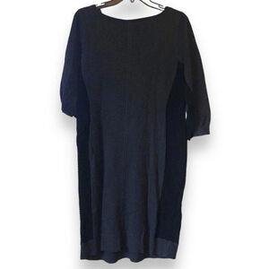 Ann Taylor Stylish Black Knit Dress with Textured Sides - Size L